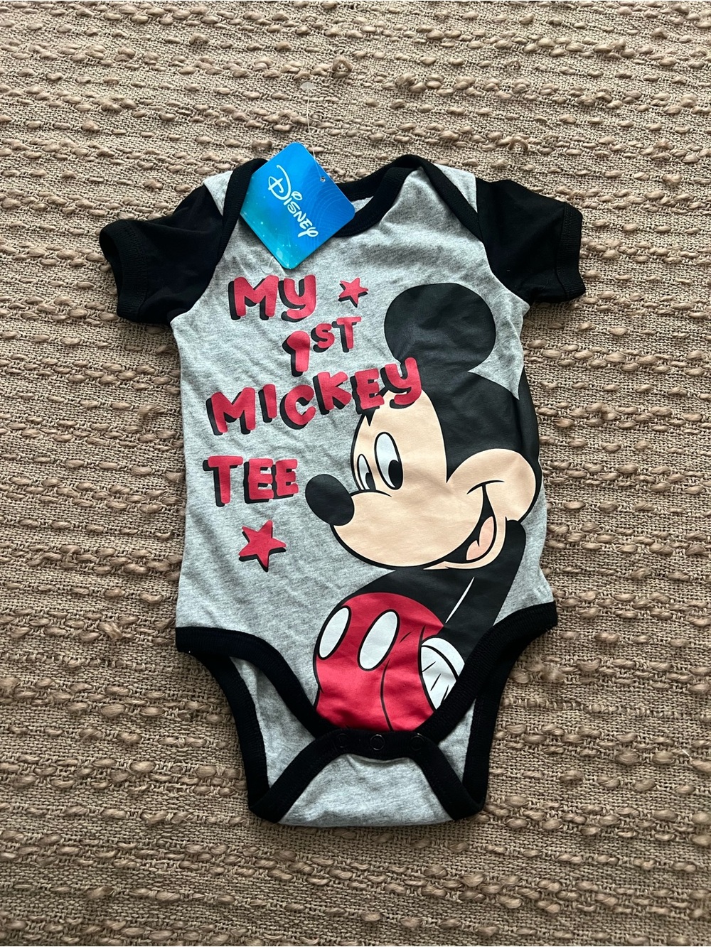 Disney My 1st Mickey Tee One-Piece Bodysuit - Gray & Black